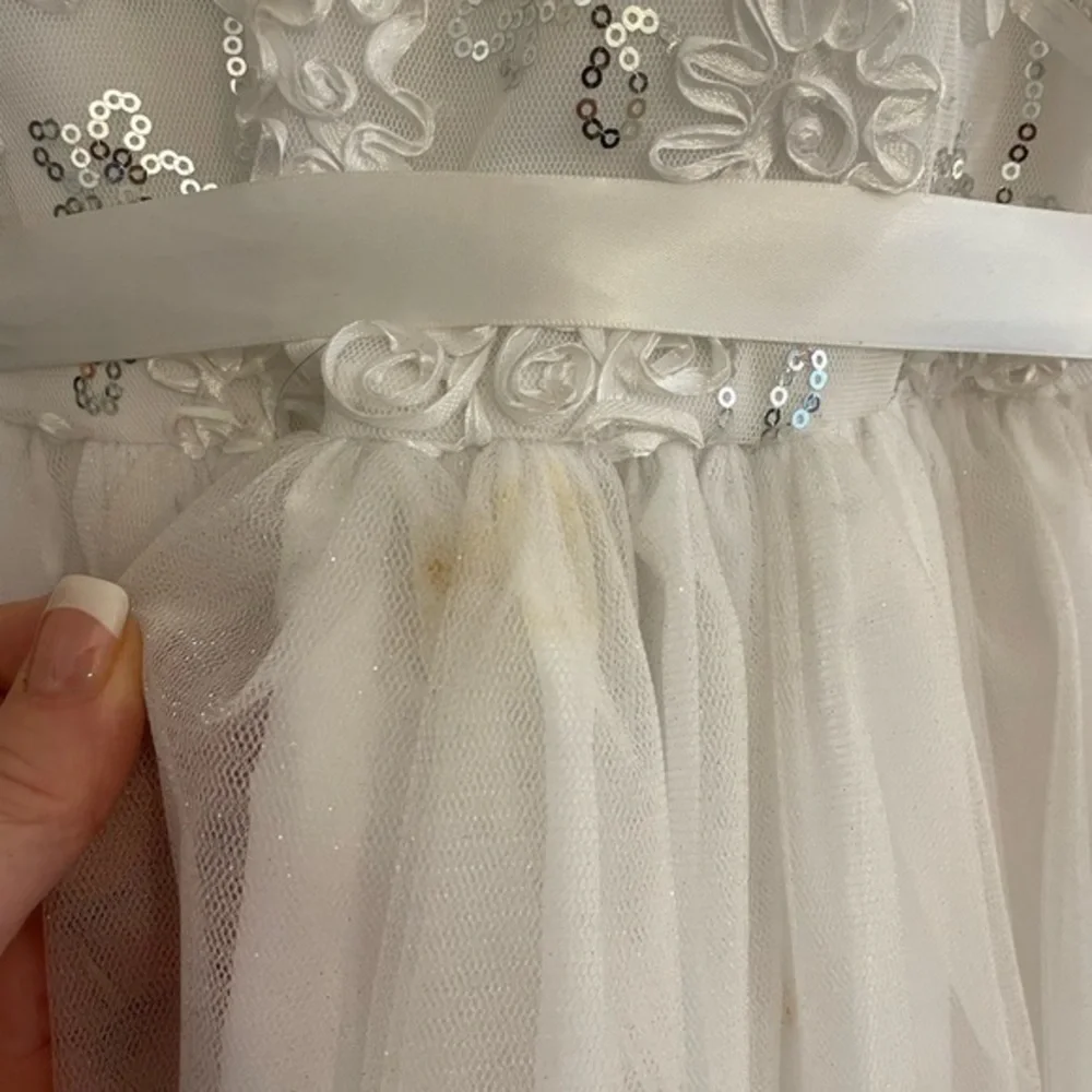 Puppy and Julie white tulle sequin little girl party dress
